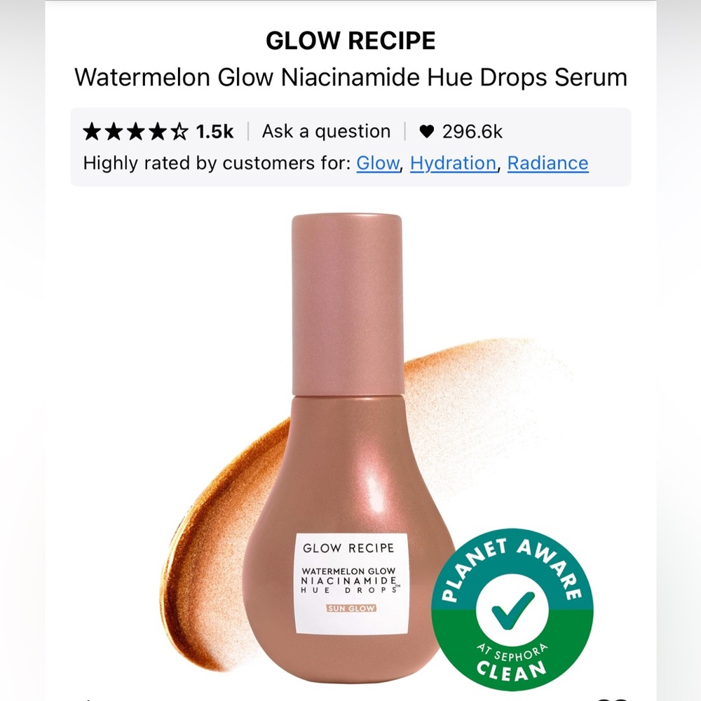 Glow Recipe Watermelon Glow Niacinamide Hue Drops Serum in Sun Glow